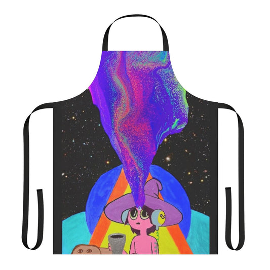 Trippy and psychedelic apron design inspired by the Midnight Gospel animated series
