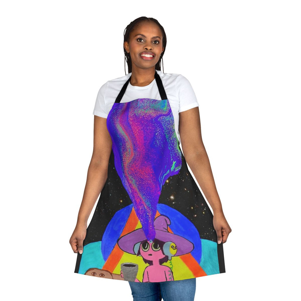 Trippy and psychedelic apron design inspired by the Midnight Gospel animated series