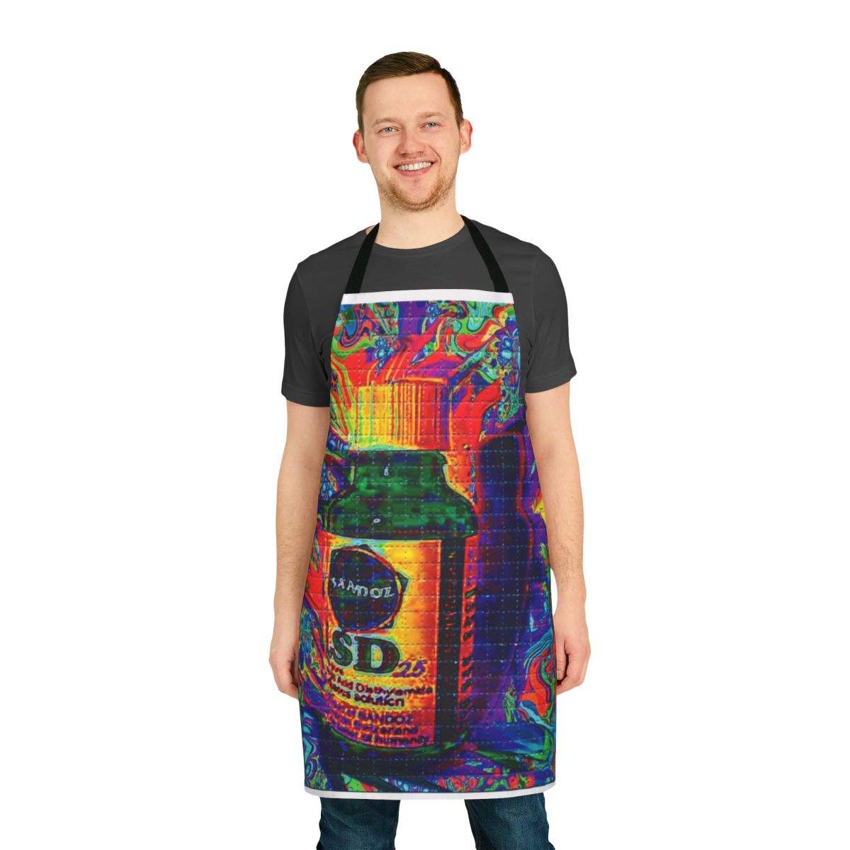 Psychedelic art apron with trippy, mind-expanding blotter art design