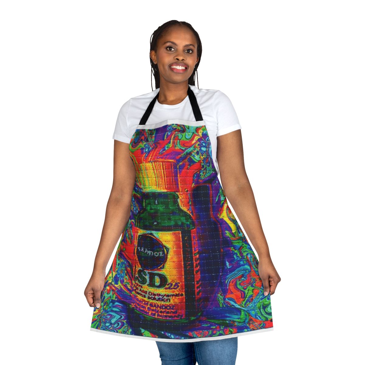Psychedelic art apron with trippy, mind-expanding blotter art design