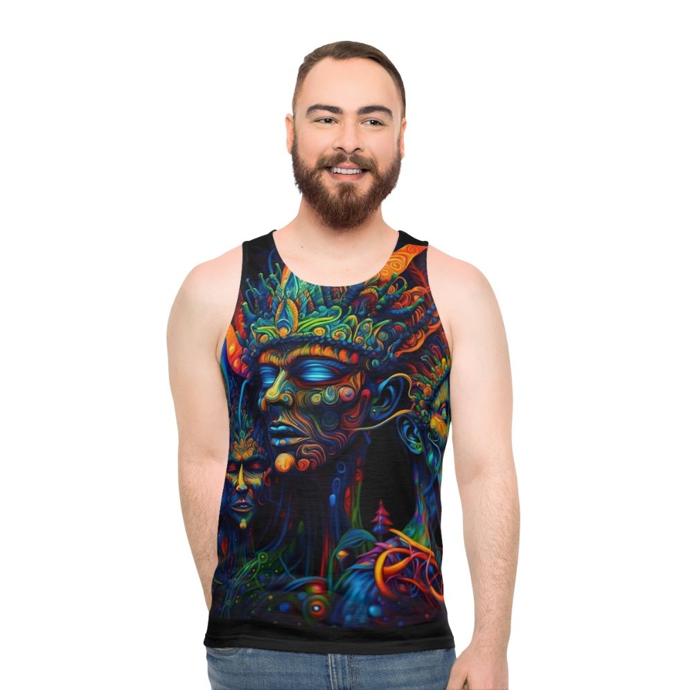Trippy psychedelic DMT elf unisex tank top