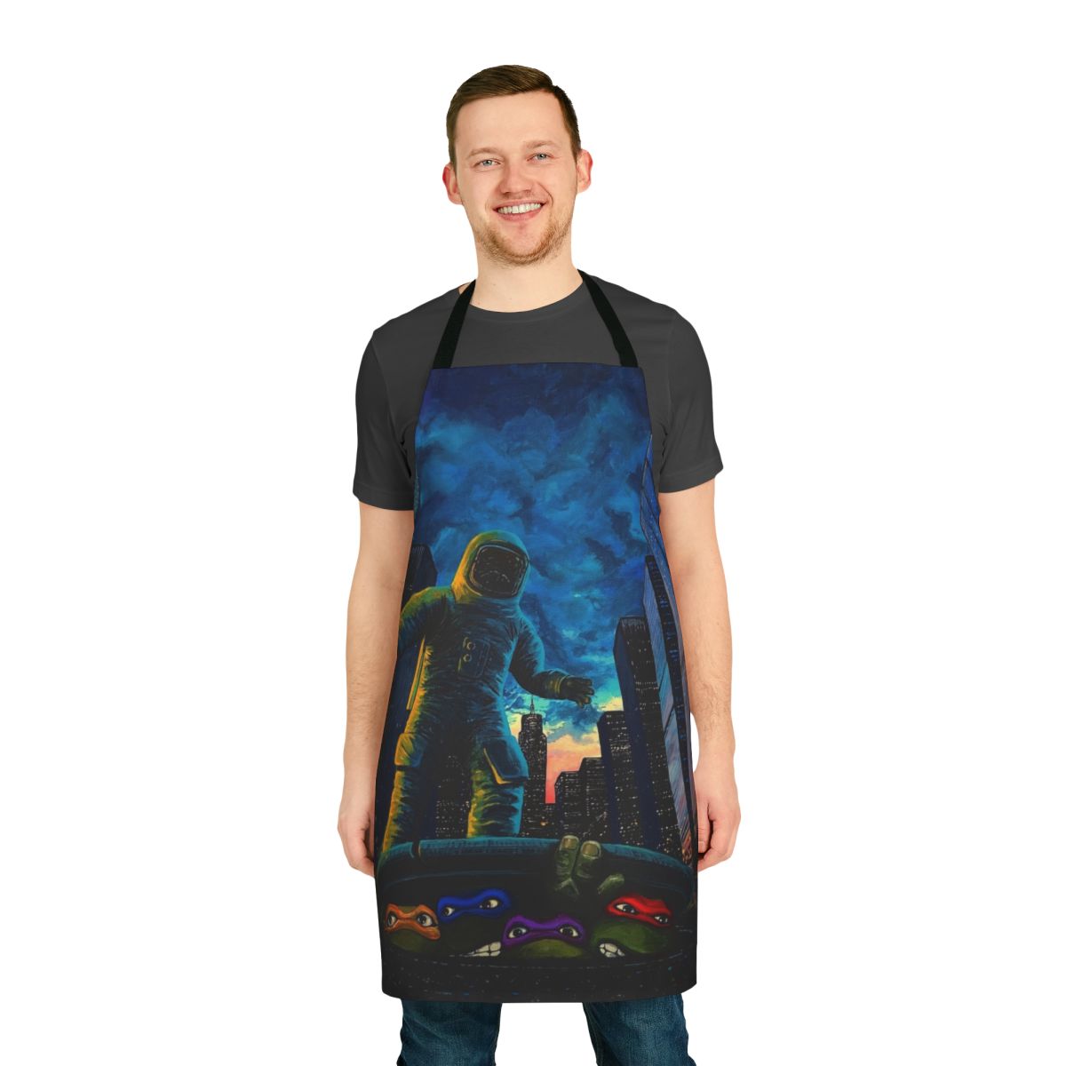 Sewer Surfers Apron featuring a trippy, cartoon-inspired graphic design