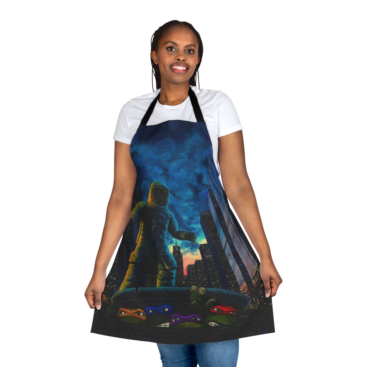 Sewer Surfers Apron featuring a trippy, cartoon-inspired graphic design