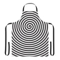 Trippy spiral black and white pattern on a kitchen apron