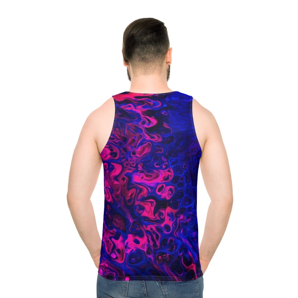 Trippy unisex tank top with abstract fluid art design