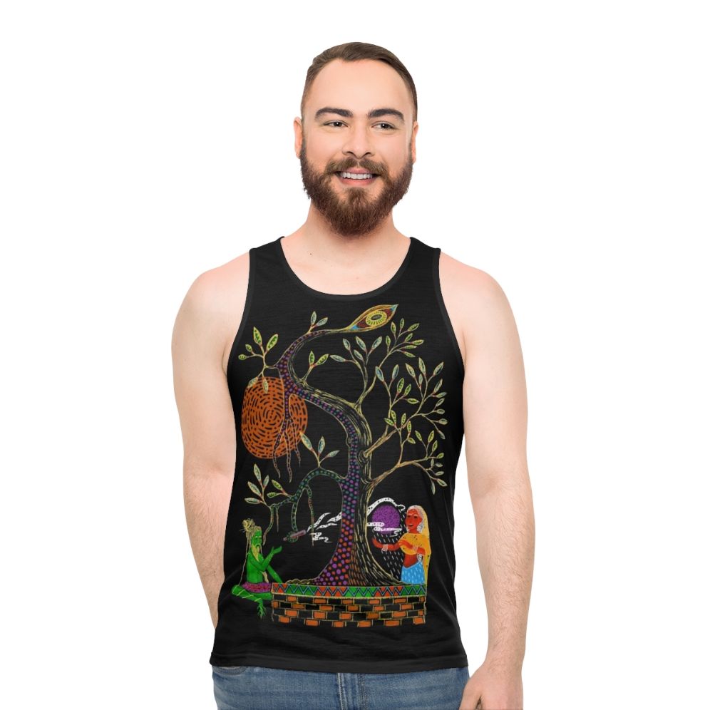Trippy visionary meditating yogi unisex tank top