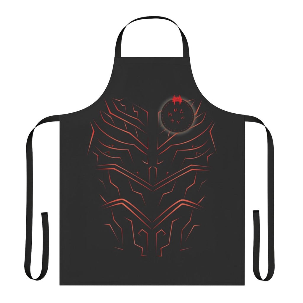 A red apron featuring the Trollhunters logo and design, perfect for fans of the fantasy TV series.