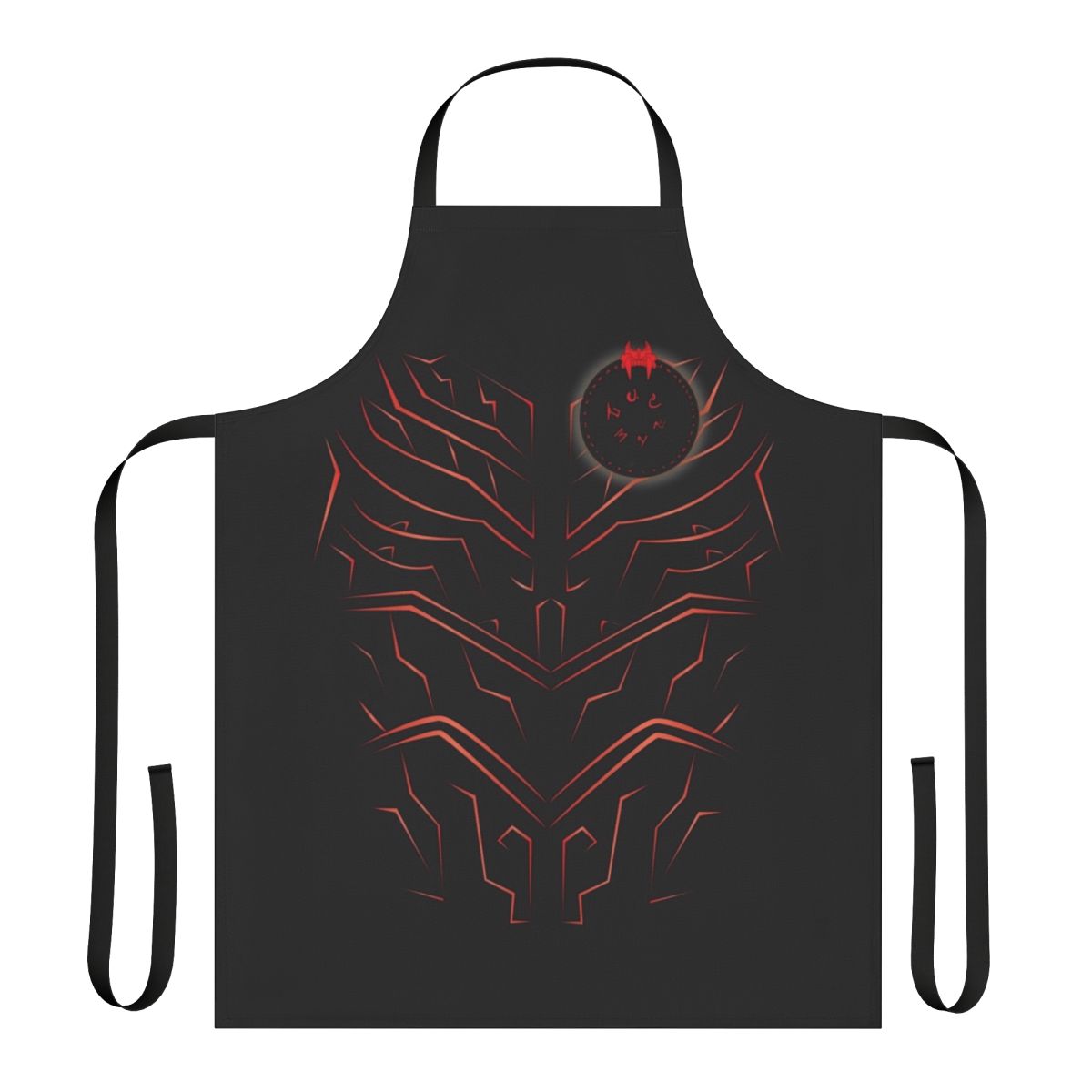 A red apron featuring the Trollhunters logo and design, perfect for fans of the fantasy TV series.
