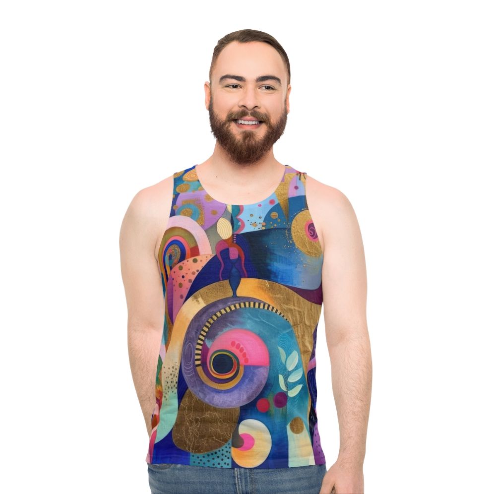 Tropical abstract geometric unisex tank top