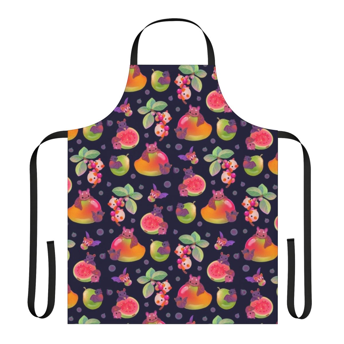 Apron featuring a tropical bat and fruit design