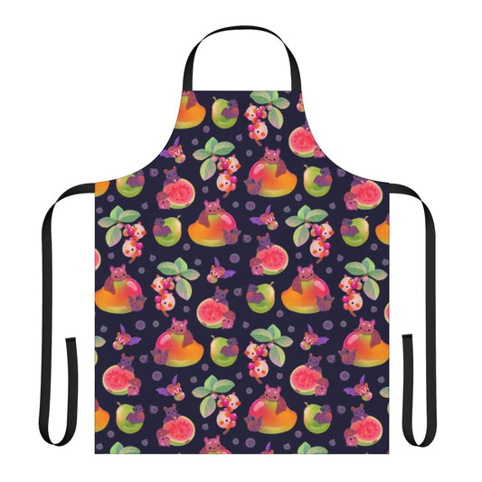 Apron featuring a tropical bat and fruit design