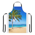 Apron featuring a scenic tropical beach with palm trees, ocean waves, and blue sky in Hawaii