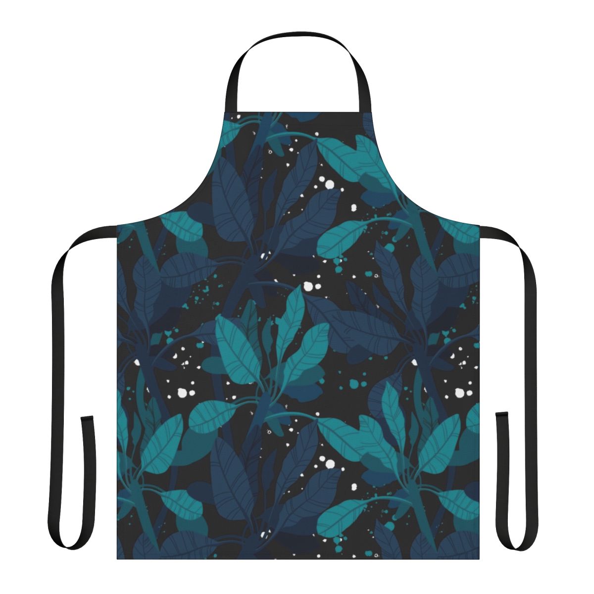 Dark green tropical botanical apron with palm tree and jungle pattern