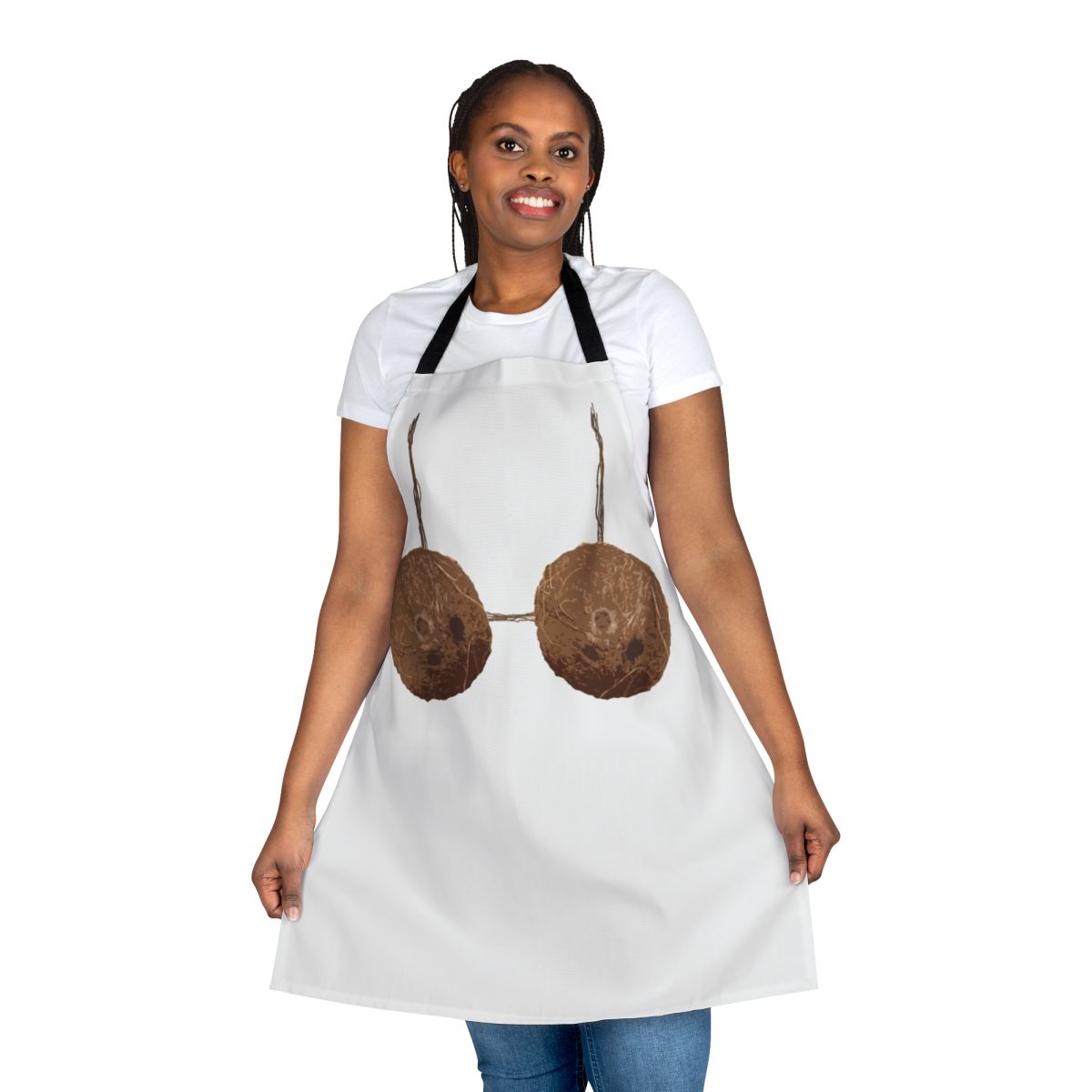 Coconut bra-inspired tropical apron for beach, pool, or party
