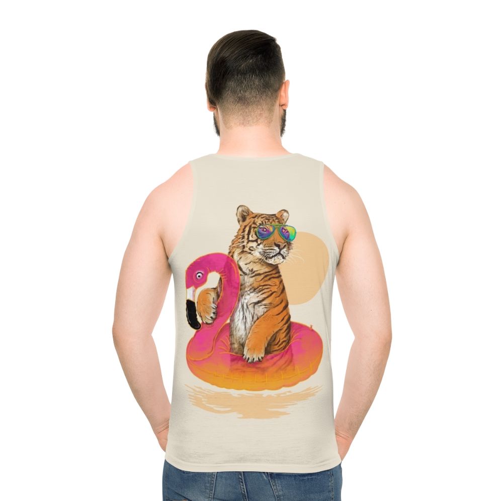 Tropical flamingo and tiger unisex tank top