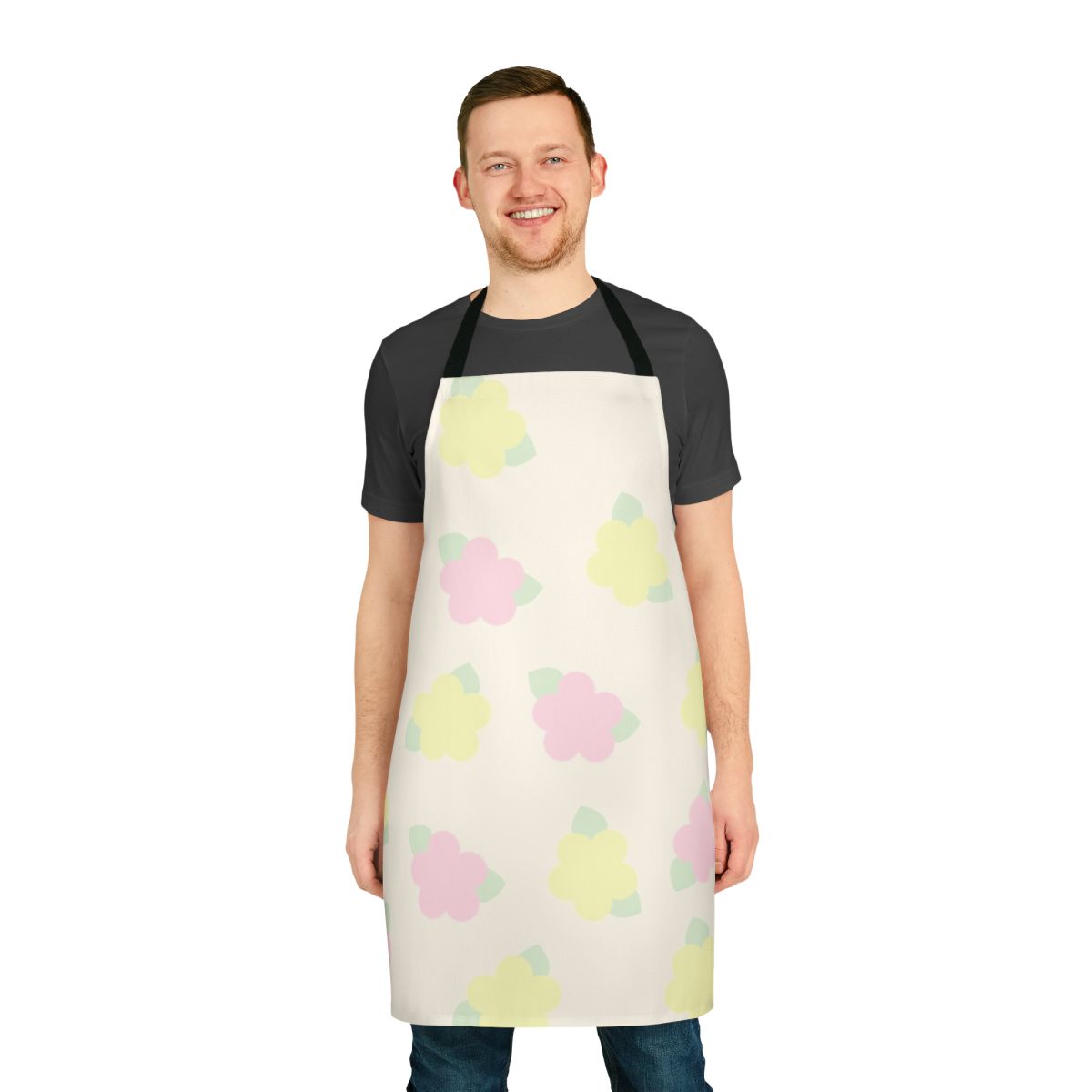 Tropical floral pattern apron with Pokemon Alola region-inspired design