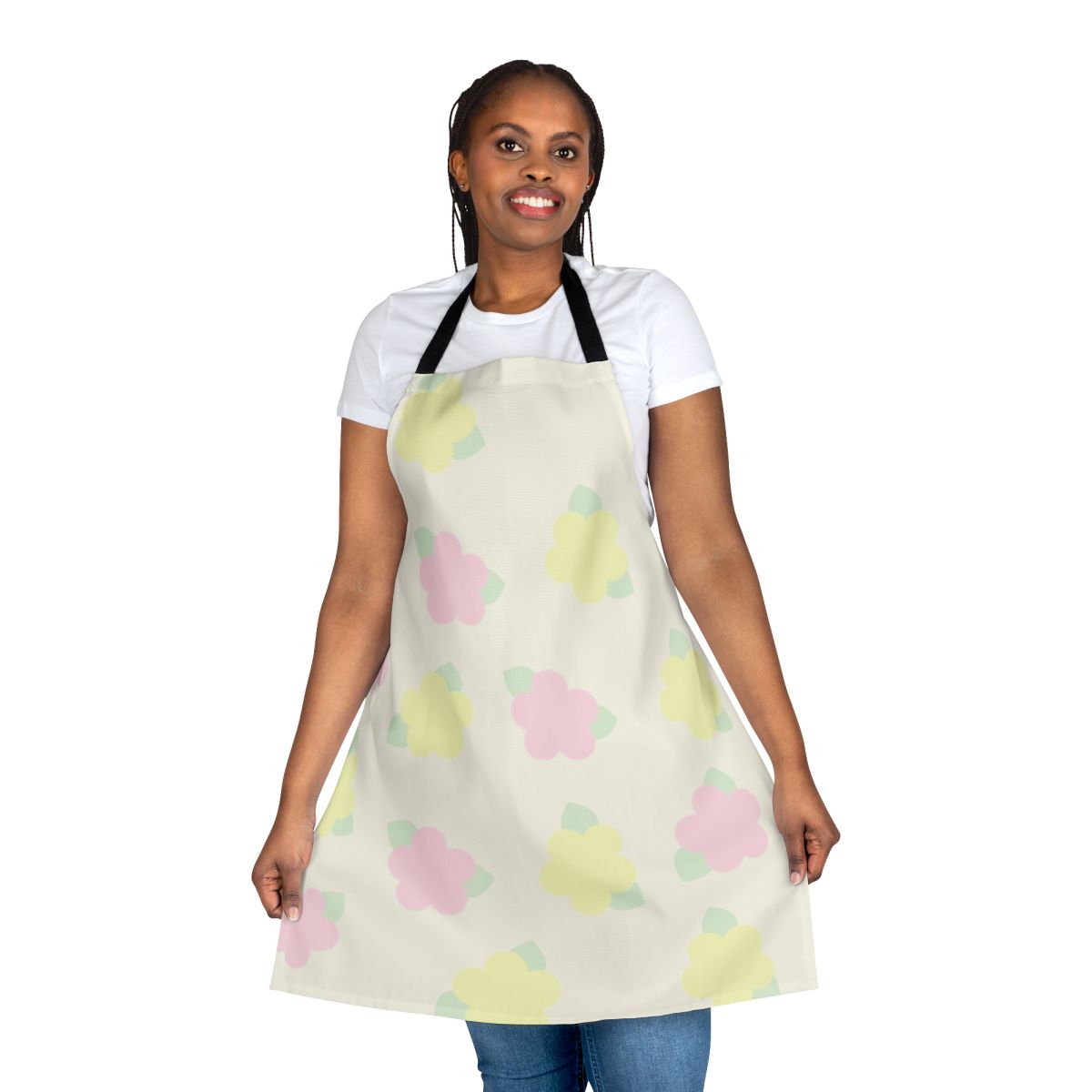 Tropical floral pattern apron with Pokemon Alola region-inspired design