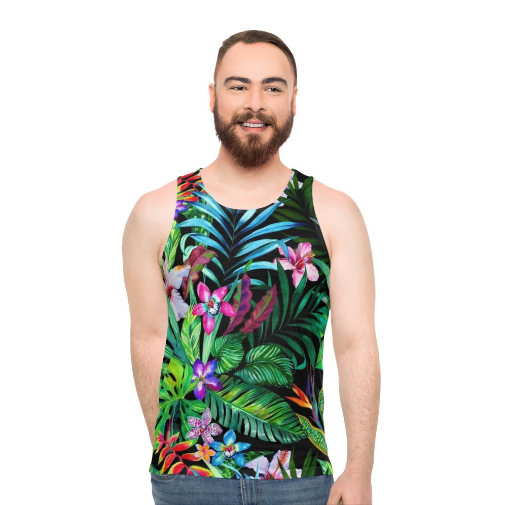 Tropical floral unisex tank top