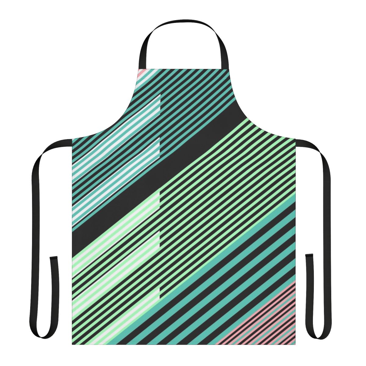 Tropical geometric abstract striped island apron with diagonal lines and beach-inspired design