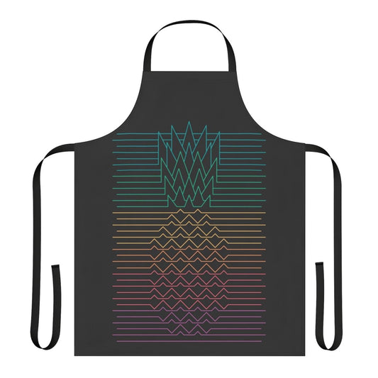 Tropical graphic design apron featuring a minimalist pineapple pattern in a retro 80s Hawaiian style