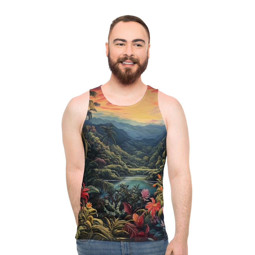Tropical landscape nature inspired unisex tank top