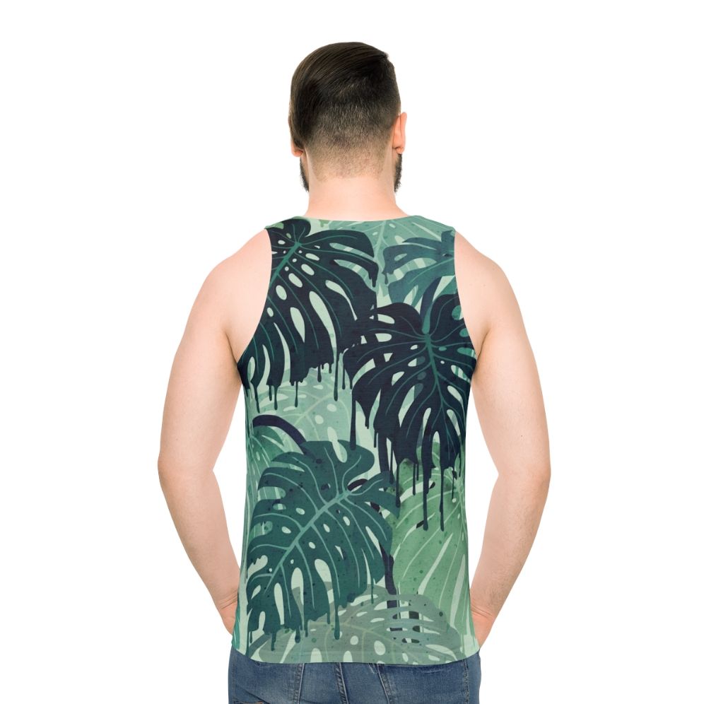 Tropical monstera leaf melt unisex tank top
