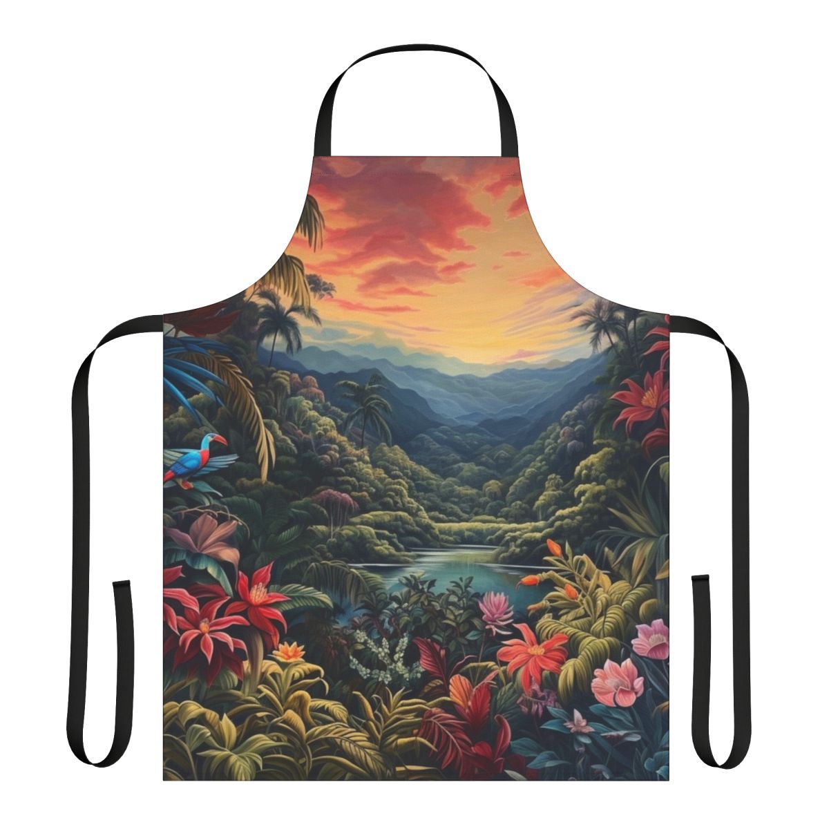 Tropical landscape nature print on a high-quality apron