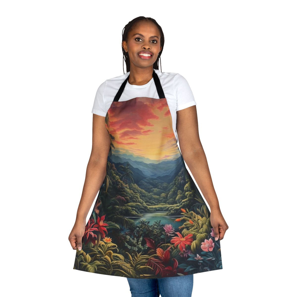 Tropical landscape nature print on a high-quality apron