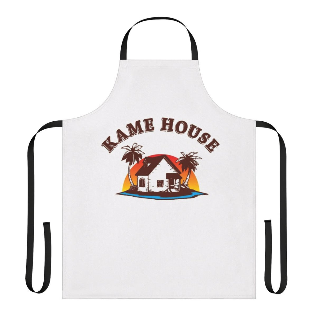 Tropical-themed apron featuring a palm tree and island design, perfect for pop culture enthusiasts