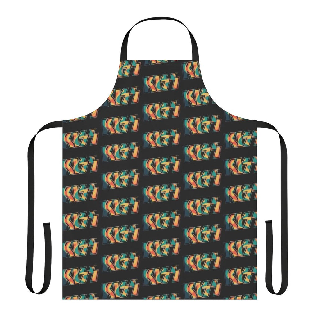 Tropical tie dye apron featuring the KISS band logo