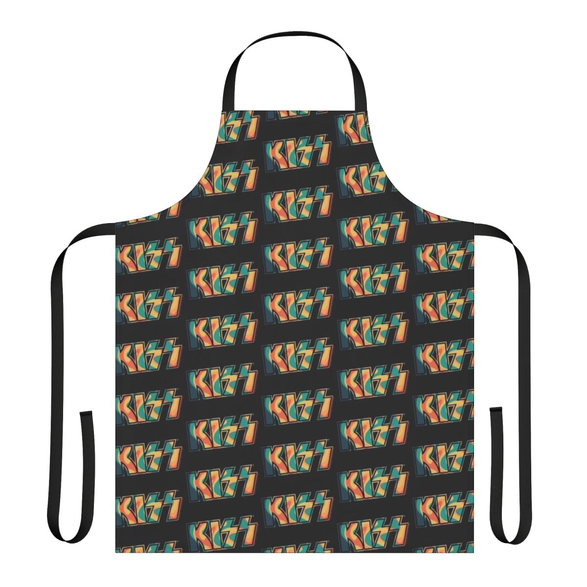 Tropical tie dye apron featuring the KISS band logo