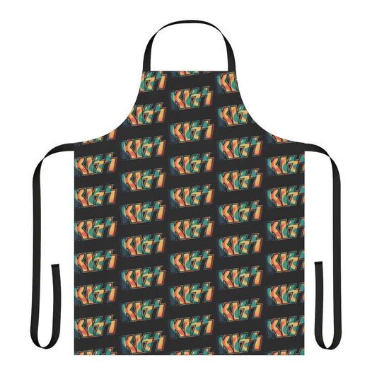 Tropical tie dye apron featuring the KISS band logo
