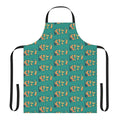 Tropical tie dye green apron featuring a KISS the Band inspired design