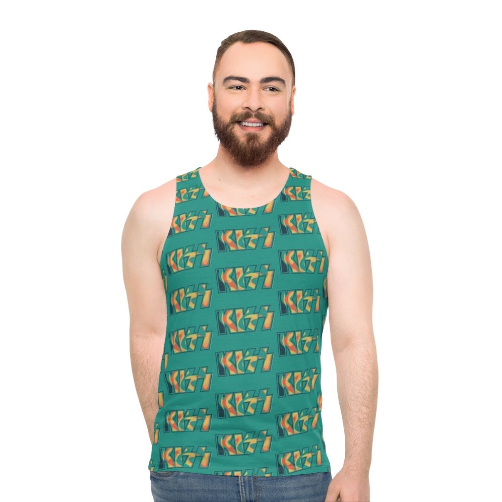 Tropical Tie Dye Kiss The Band Logo Unisex Tank Top