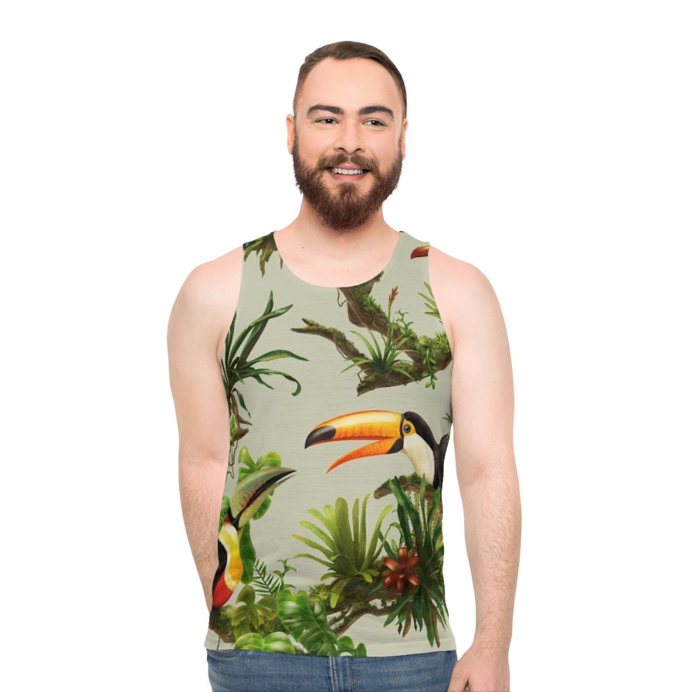 Tropical Toucan and Bromeliad Unisex Tank Top