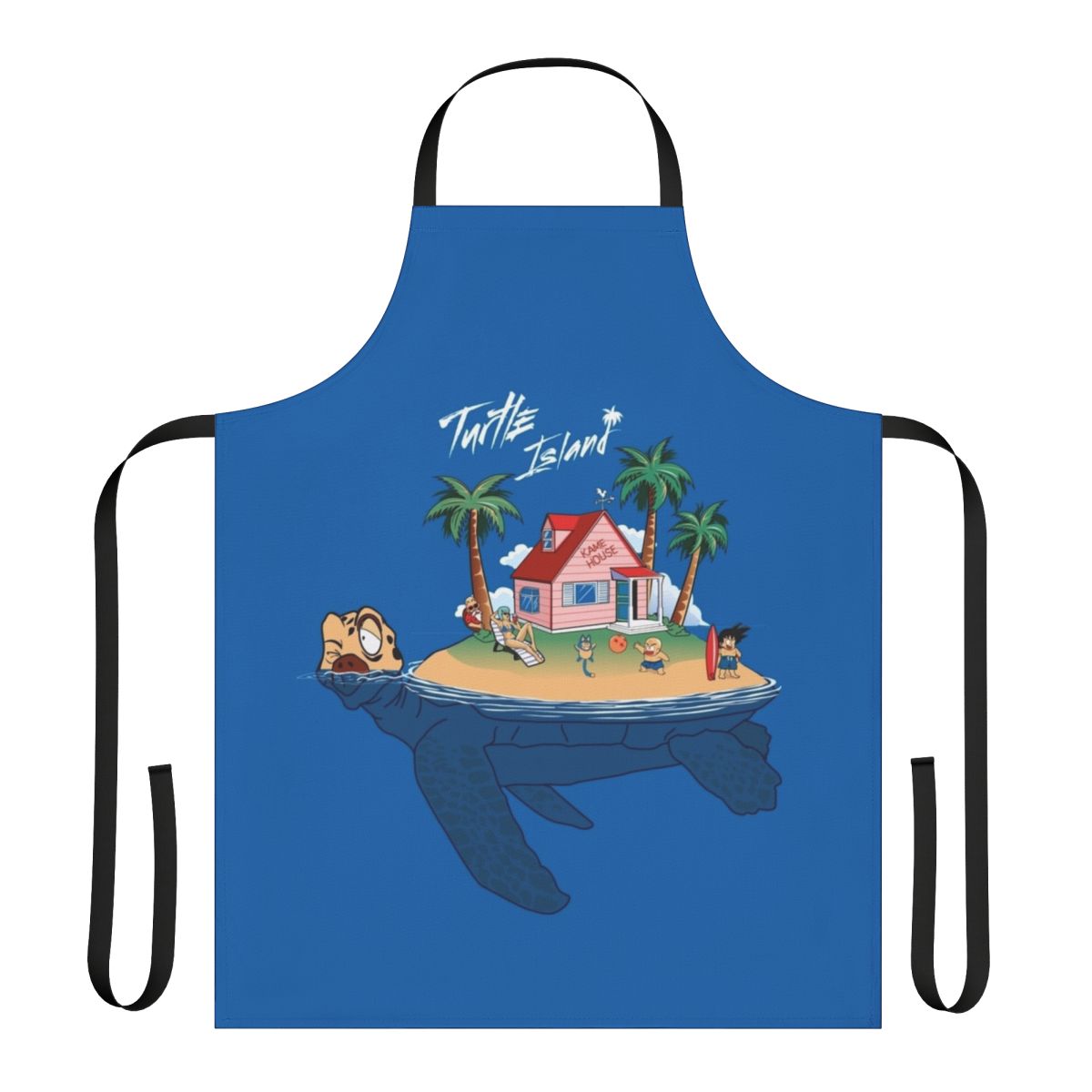 Tropical turtle island apron with cartoon turtle design