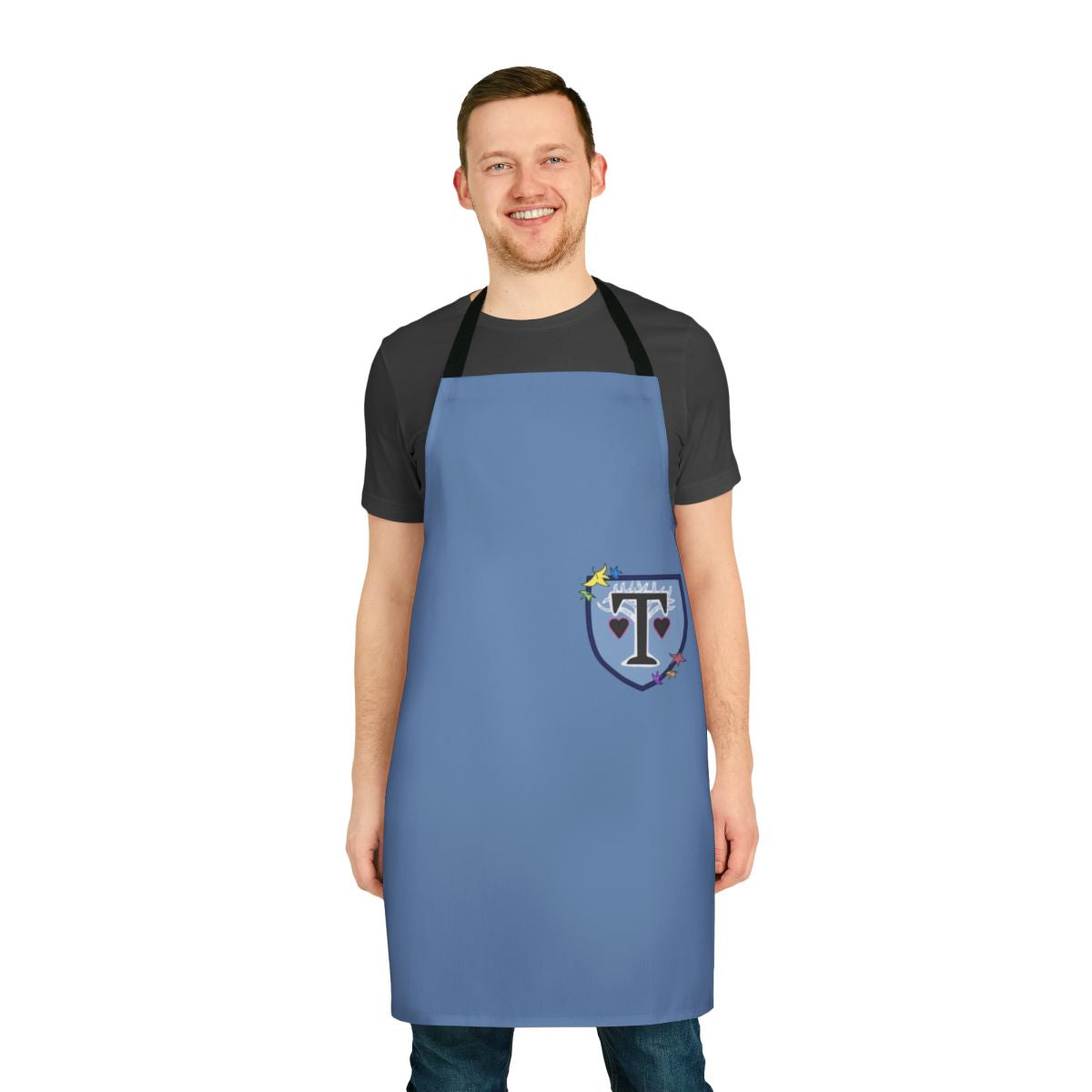 Truham Grammar inspired Heartstopper leaves design printed on a durable apron.