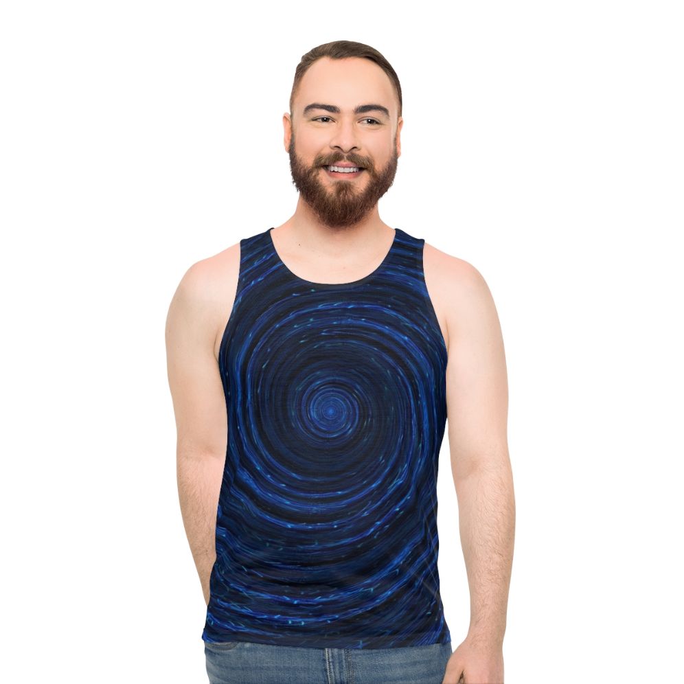 Unisex tank top with abstract ocean wave design