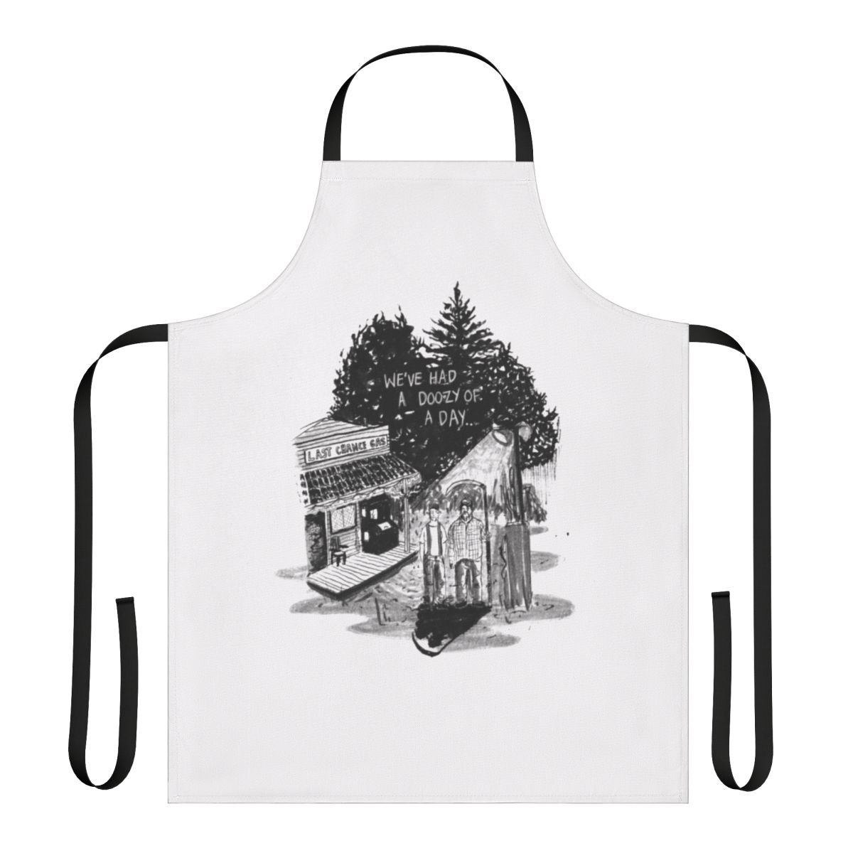 Apron featuring "Tucker and Dale vs Evil" movie inspired artwork