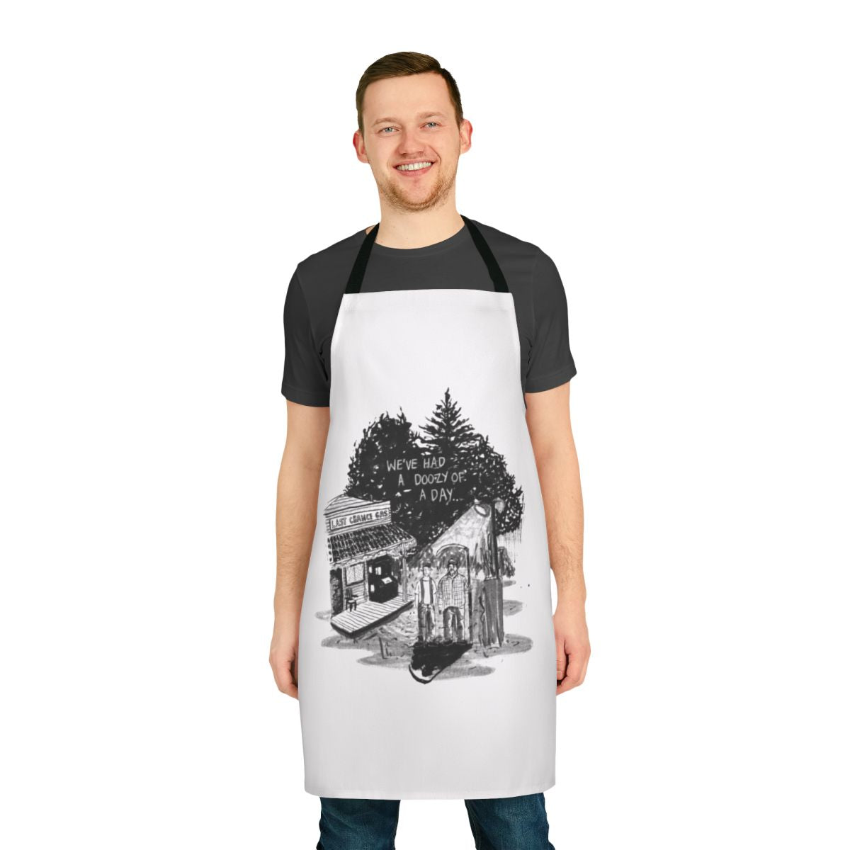 Apron featuring "Tucker and Dale vs Evil" movie inspired artwork