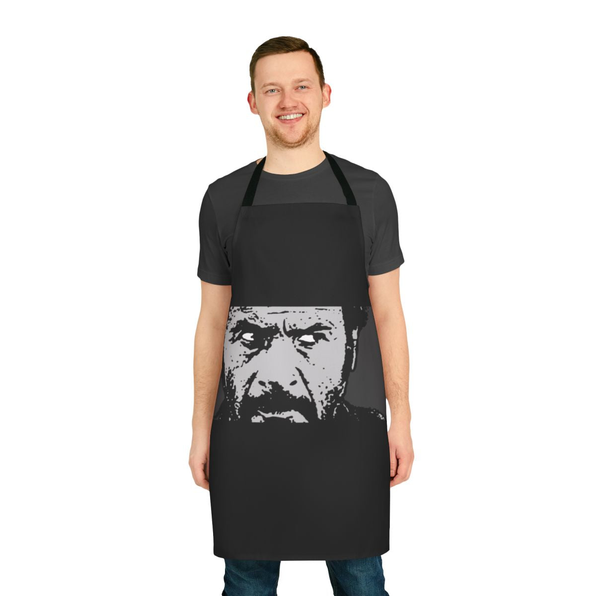 Tuco cult movie apron featuring iconic characters and scenes from the Spaghetti Western film classics