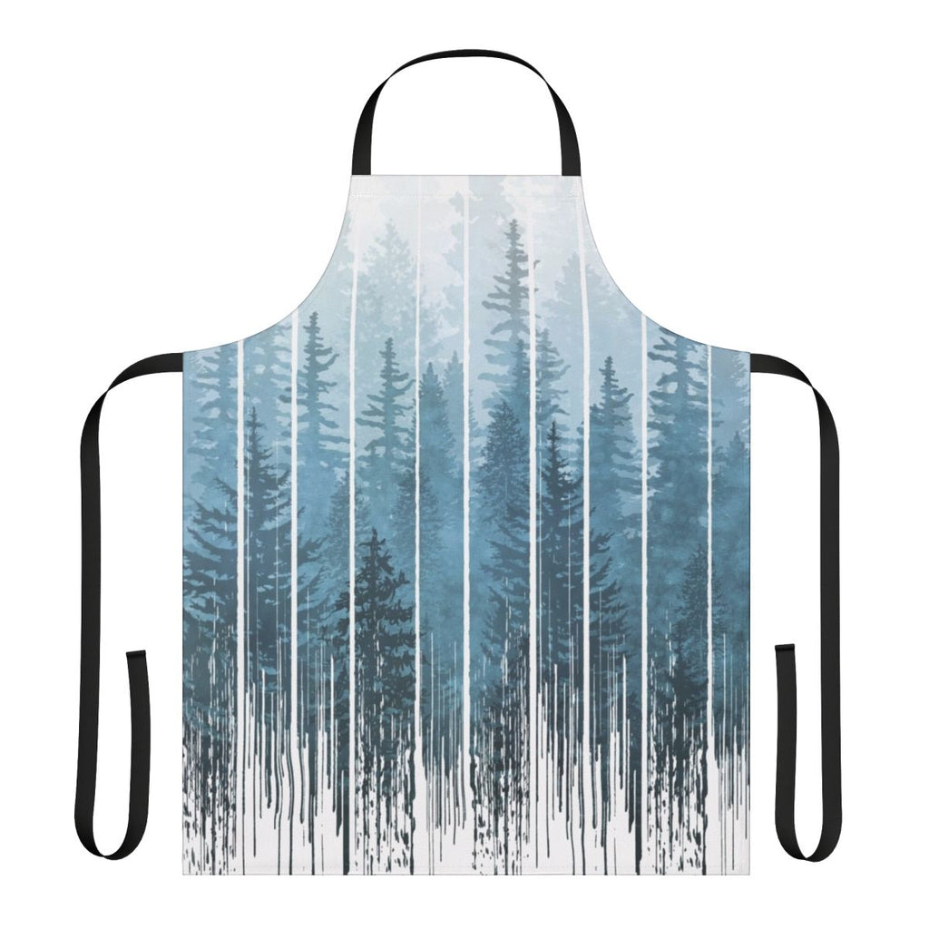Turquoise and misty forest-inspired apron with a minimalist, geometric design