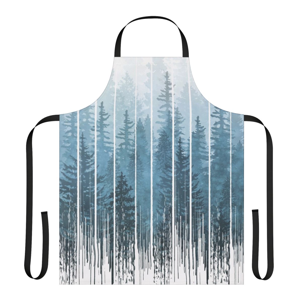 Turquoise and misty forest-inspired apron with a minimalist, geometric design