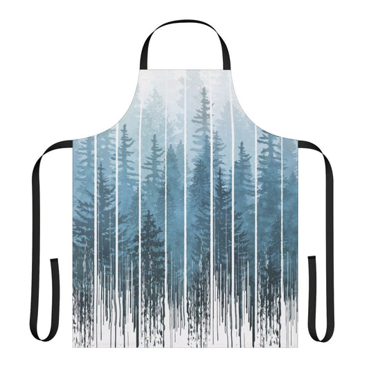 Turquoise and misty forest-inspired apron with a minimalist, geometric design