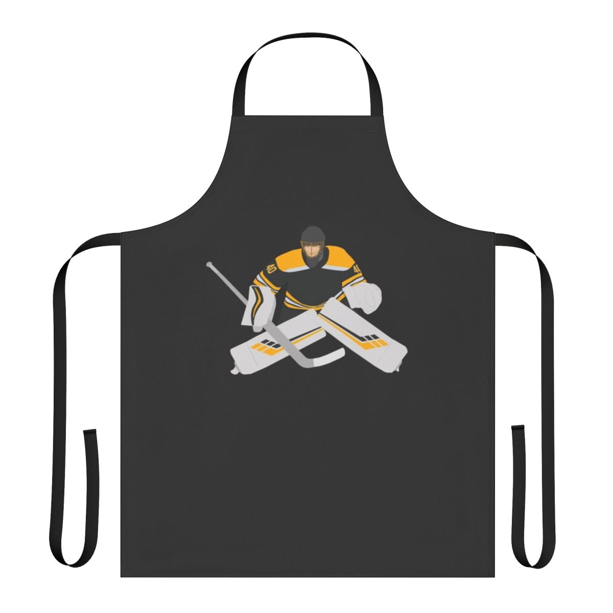 Tuukka Rask-inspired apron with Boston Bruins logo and hockey goalie design