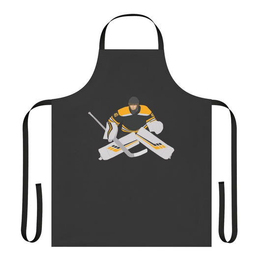 Tuukka Rask-inspired apron with Boston Bruins logo and hockey goalie design