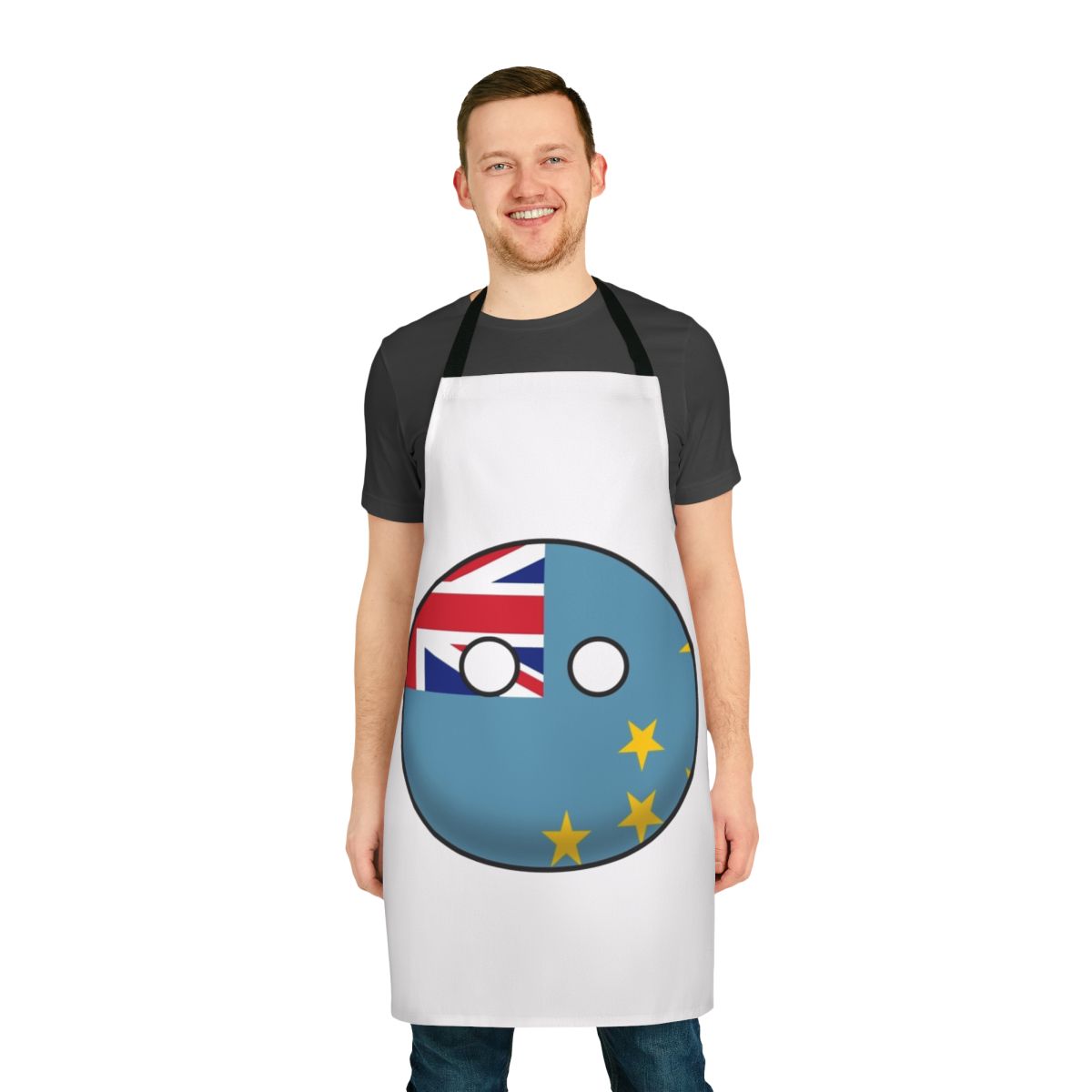 Tuvalu-inspired countryball graphic printed on a high-quality apron