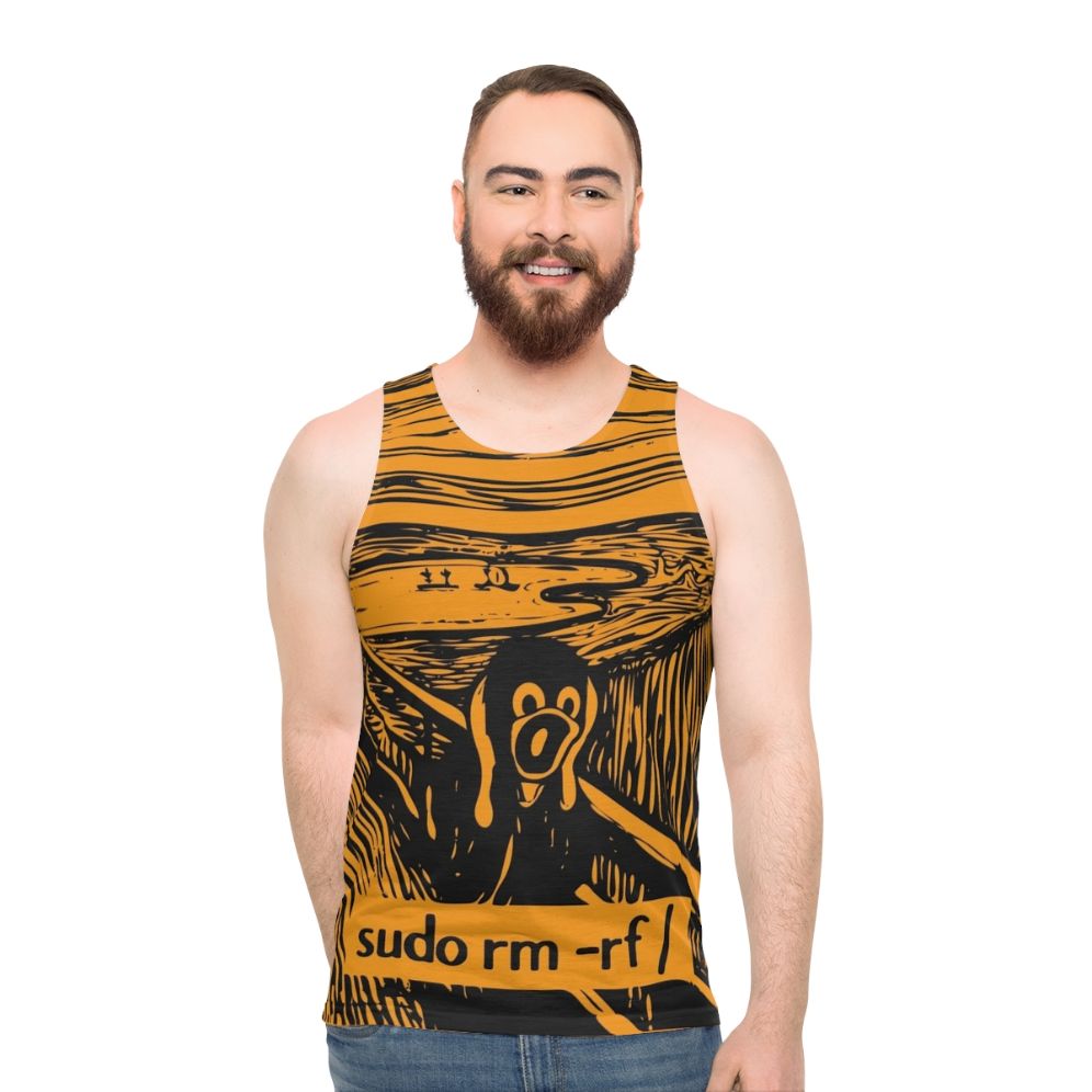 Tux Penguin Scream Linux Graphic Unisex Tank Top