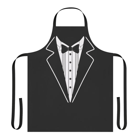 Tuxedo-Inspired Apron with Retro Comedy Style
