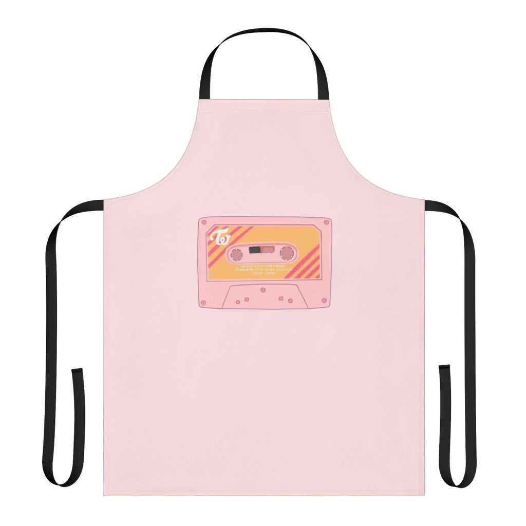 Twice-inspired cooking apron with band members' names and aesthetic design